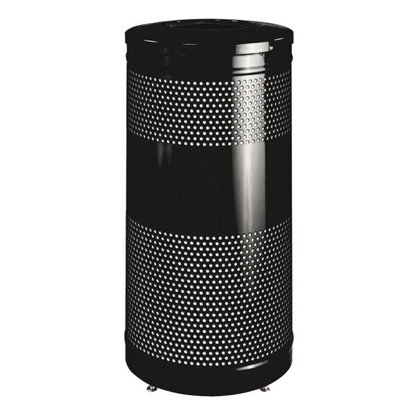 Rubbermaid Commercial 25 gal Indoor Metal Can, Black, Steel; Plastic, 18 in RCPS3ETBKPL - main